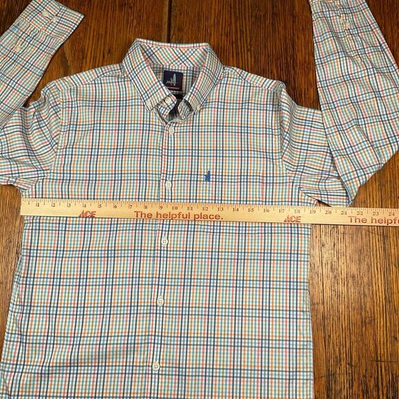 Johnnie-O Prep Formance Men's  Size 16 Multicolor Check Button Long Sleeve Shirt - Picture 6 of 13